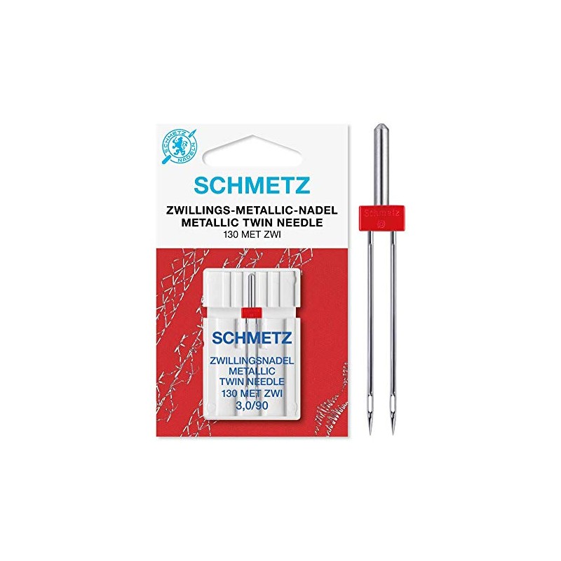Schmetz sewing machine needle, twin metallic needle 3.0/90, 130 metres,