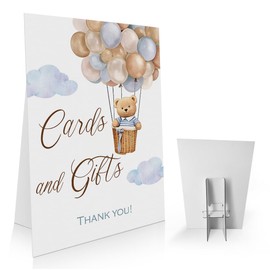 Boho Blue Bear Baby Shower Decorations, Cards and Gifts Sign (8 x 11 Inch）, We Can Bearly Wait Baby Shower Decorations, Bear Themed Decor-BBLP46