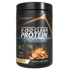 ATHENIX® V-ISO Clear Protein | Ultra-Clear Vegan Isolate | 22g Protein | Tropical Punch Flavour | High Purity Formula | Zero Bloat | Soy Free | Premium German Quality