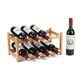 Wine Rack 8 Bottle 2-Tier Eco-Friendly Bamboo Wine Storage Easy-Assembly Space-Saving for Wine Lovers,Kitchen Wine Organizer for Countertop,Table Top,Pantry, Home,Room Decor,Bar,Cellar Basement