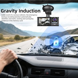 Dual Lens Dash Camera for Car, 1080P Dash Cam Front and Inside Car Security Camera, Night Vision, G-Sensor, Simultaneous Video Recording with Audio Dashboard Camera