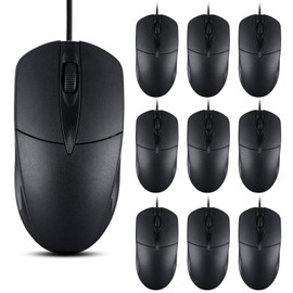 SUNYIWJIE 20 PCS Black Wired Computer Mouse Bulk USB 1000 DPI 3 Button Corded Mouse with Home Office Noiseless Simple USB Mouse for Computer Laptop Desktop PC