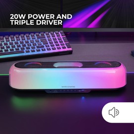 MARSGAMING MSB-ORB Portable Speaker + Soundbar 20W, Orbilight RGB 360° Lighting, Soundbar with Triple Driver System, Gaming Speaker Bluetooth 5.3 / USB/MicroSD/AUX/FM, Black
