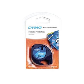 Dymo LetraTag Cassette Tape Polyester 12 mm x 4 m Black on Blue Pack of 3