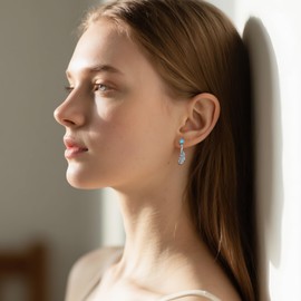 Feather Earring 925 Sterling Sliver Natural Turquoise Stone Western Style Vintage Eagle Feather Drop Ear Gift for Women