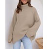 ZESICA Women's 2025 Fall Winter Sweaters Oversized Turtleneck Long Sleeve