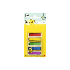 Post-It Flags, .5" X 1.7", 100 Flags with Dispenser, Red, Blue, Green, Yellow, Purple