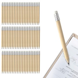 Leikurvo Pack of 120 HB Pencils, 100 x 7.2 mm Mini Pencils with Eraser, HB Wood, Golf Pencil Set, Natural Wood, Short Half Pencils, Natural Wooden Pencils, Half Graphite Pencils for Students, School,