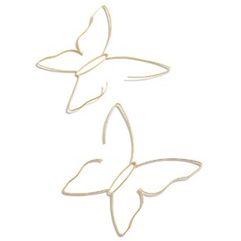 Large Bohemian Hollow Line Butterfly Earrings Gold Silver Drop Dangle Beach Earrings Simple Stylish Dainty Pendant Silver Hoop Earrings for Women (Gold)