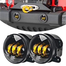 Samman 4 Inch LED Fog Lights 30W Yellow Amber Front Bumper Replacements Fog Lamps Compatible with Jeep Wrangler 2007-2018 Jeep Wrangler JK Unlimited JK …, Yellow