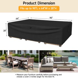 ONBRILL ONBRILL Patio Furniture Set Covers, 90 64 28 inch Outdoor Furniture Set Covers Waterproof, 600D Heavy Duty Oxford Patio Table Cover with Windproof Buckles for Patio Table and Chair Set, Black
