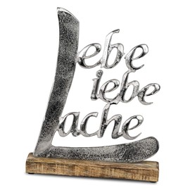 formano Lettering Laughter Love Live Aluminium / Mango Wood Decorative Stand Table Decoration Home Decoration 18 cm