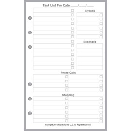 Compact Size Daily Task Planner Insert, Sized and Punched for Franklin Covey Compact Notebook (4.25" x 6.75")