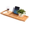Unbranded Bamboo Extendable Bath Caddy Tray - Tub Rack, Wine