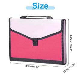 PATIKIL Expanding File Folder, 13 Pockets Accordion File Organizer A4 Letter Size Portable Document Paper Bill Receipt Organizer with Color Labels for Home Office Supplies Travel, Pink