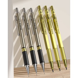 Nicpro 30PCS Art Mechanical Pencil Set in Leather Case, Drafting Pencil 0.5, 0.7, 0.9 mm & 3 PCS 2mm Lead Holders for Sketching Drawing With 16 Tube (6B 4B 2B HB 2H 4H Colors) Lead Refills-Golden