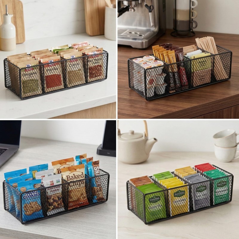Qinpufu Spice Organizer for Cabinet, 6 Grid Metal Spice Rack,