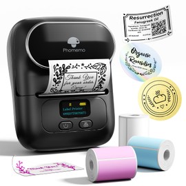 Label Maker - Phomemo M110 Portable Bluetooth Thermal Mini Label Maker Machinewith Tape, Sticker Maker, Barcode Printer for Clothing, Jewelry, Retail, Mailing, Compatible with Android & iOS System