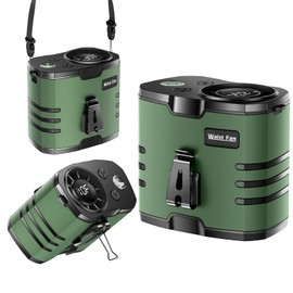 Eastfox Portable Waist Clip Fan, Personal Fan Battery 10000mAh, USB Rechargeable Belt Fans, Max 40H Work Time, Shirt Fans 10 Speed 13500 RPM, for Outdoor, Jobsite, Gardening, Camping (Green)