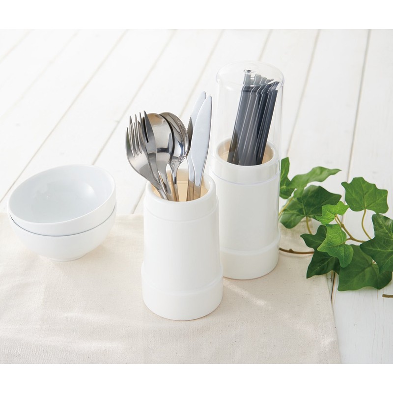 LIKE KIT STK-20 Chopsticks Holder with Cover, White (Diameter x