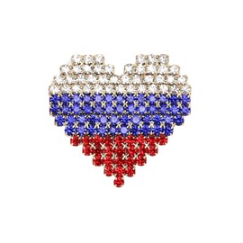 Teyolo Rhinestone American Flag Heart Brooch Red White and Blue Pin for Women Men American Flag Patriotic Jewelry Breastpin Lapel Pins Gifts