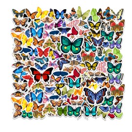 50pcs Colorful Butterfly Stickers Pack - Vibrant Vinyl Decals for Scrapbooks, Journals, Water Bottles, Notebooks - Waterproof Decorative Stickers for Crafts and Rewards