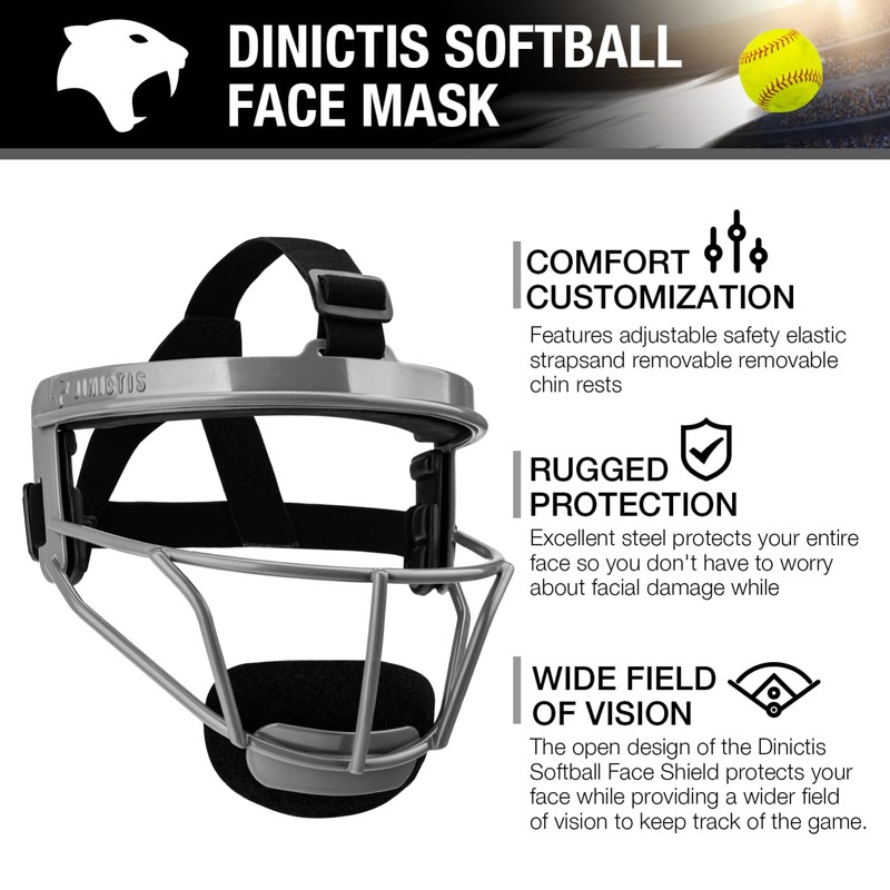 Dinictis Softball Face Mask, Lightweight, Comfortable, with Wide Field Vision,