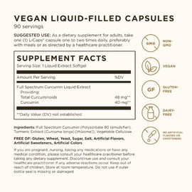 Solgar Full Spectrum Curcumin - 90 LiCaps - Superior Absorption - Brain, Joint & Immune Health - Non-GMO, Vegan, Gluten Free, Dairy Free - 90 Servings