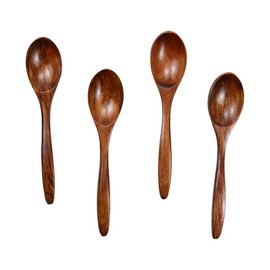 HTB Natural Wooden Spoons Set of 4 - Bento Curry Spoons Astragalus Spoons Yogurt Soup Spoons for Dining Room Safety HTB-S4