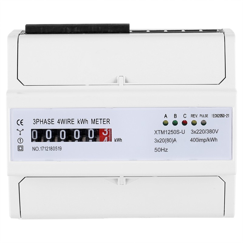 Digital 3phase 4 Wire DINRail Electric Meter 20(80)A Electronic KWh
