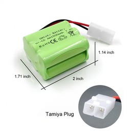 Gecoty 7.2V RC Battery, 2 Pack 1500mAh Ni-Cd Rechargeable AA Battery Packs with Tamiya Plug for RC Trucks, Electric Toys, Household Appliances, Power Tools