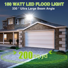 STASUN LED Flood Light Outdoor, Max Series 150W 15000lm 6000K Daylight IP66 Waterproof, Commercial Parking Lot Light, 3 Heads for Yard Street Stadium Floodlight Bright Security Lights for Outdoor Area