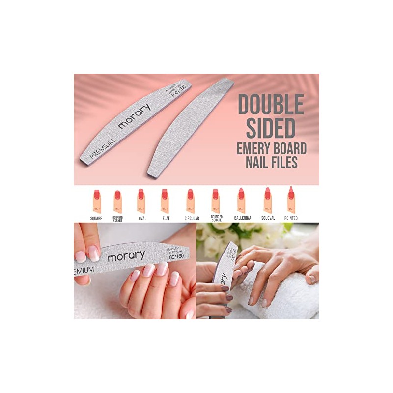 Lima de uñas de grano 100/180 para uñas naturales, uñas