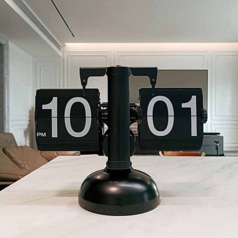 Rolling Alarm Clock Auto Flip Digital Clock Home Decors Retro