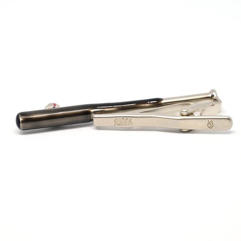 Swank T0140 Baseball Bat Tie Bar (Black with Ball), Brass,