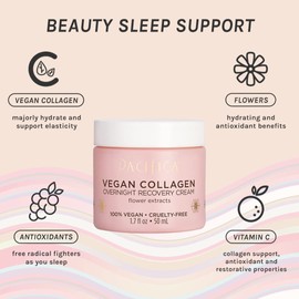 Pacifica Vegan Collagen Night Cream – Overnight Recovery Face Cream for Anti-Aging & Wrinkle Care, Hydrates Dry Skin, Reduces Redness – Clean, Vegan, Dermatologist-Tested Beauty