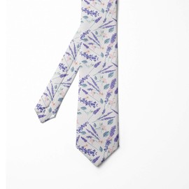 Ambesonne Men's Tie, Lavender Blossom Flowers, 3.7", Eggshell Multicolor