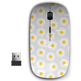 2.4G Ergonomic Portable USB Wireless Mouse for PC, Laptop, Computer, Notebook with Nano Receiver ( Floral Daisies Flowers )