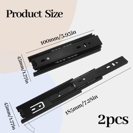 Pack of 2 Drawer Runners, 100 mm Drawer Runners, 3-Piece Telescopic Extension, Noise Reduction Rails, Drawer Guide Maximum Load 45 kg, Rails for Drawers Suitable for All Drawer Types