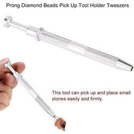 Wgewfhdf 3 Pcs Jeweler Pick Up Tool - Stainless Steel Precision Piercing 4-Prong Claw Tweezers for Diamonds, Pearls, Gems & Electronic Components(Gold, Silver, Pink)