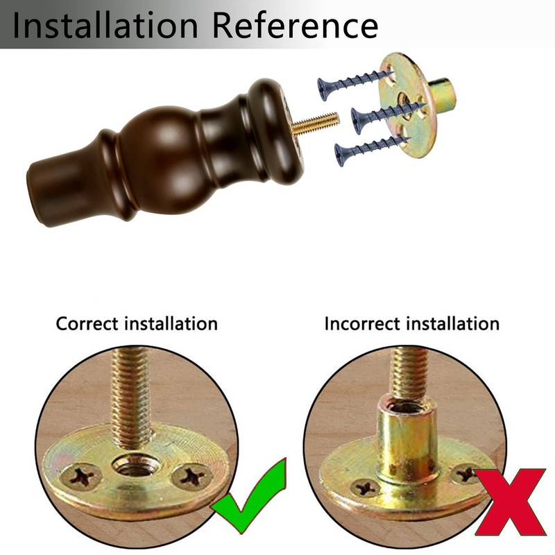 Maricome 6 Inch Wood Legs Predrilled M8 Bolt Turned Round