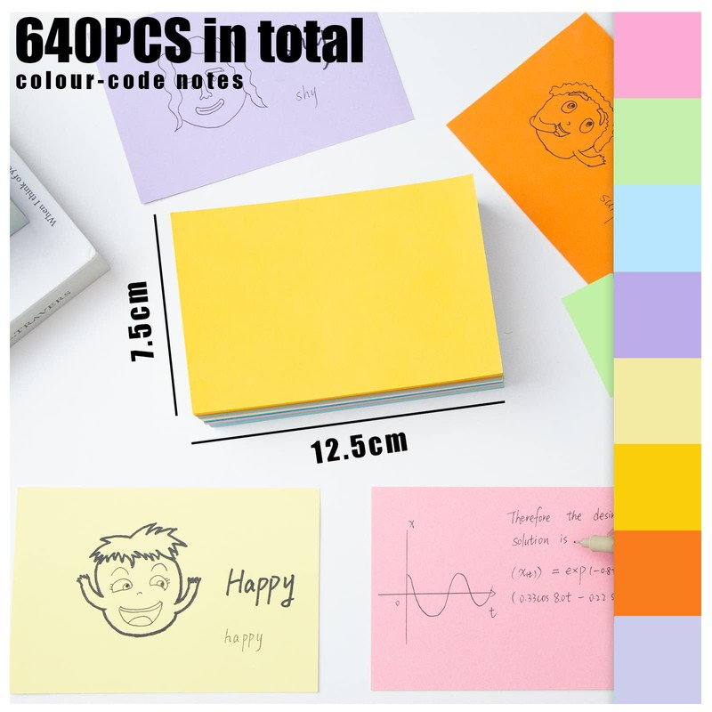 Koogel Coloured Index Cards Bulk, 640 Pieces Assorted Neon Colour