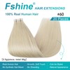 Fshine Tape-In Real Hair Extensions, 60 Platinum Blonde, Tape-In Extensions,