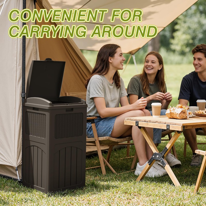 Greesum 33 Gallon Outdoor Trash Can with Lid, Waterproof Resin