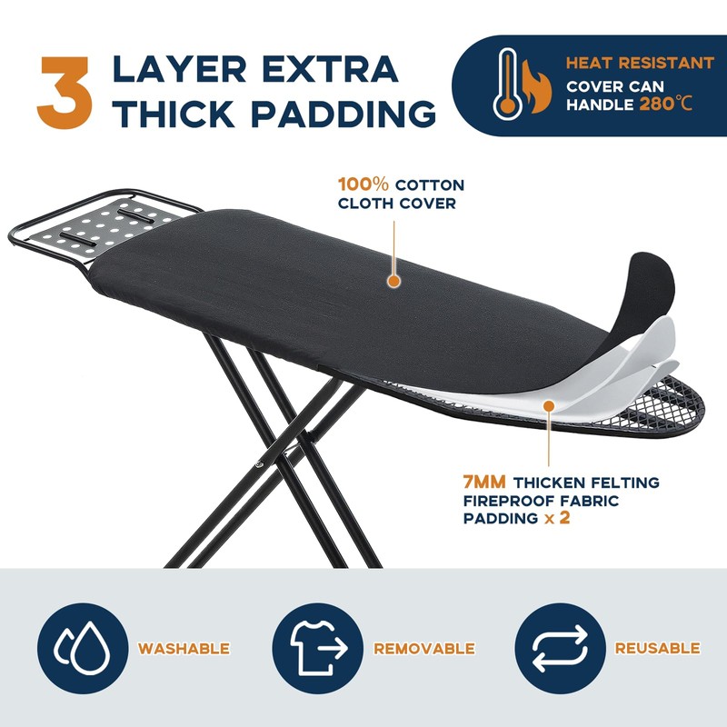 Ironing Board Full Size, RAINHOL 54"x13" Heavy Duty Compact Iron
