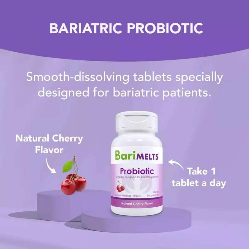 Barimelts Probiotic Probióticos Bariatricos Cereza 60 Tabs Sabor Sin Sabor