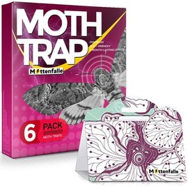 Mottenfalle Clothes Moth Traps 6-Pack - Prime Safe Non-Toxic Eco-Friendly Moth Traps with Pheromones Sticky Adhesive Tool for Wool Closet Carpet (Table-Top)