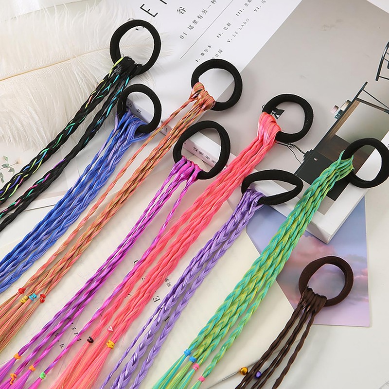 LeTradeJP 10個セット ヘアエクステ ウィッグ エクステンション 可愛い カラフル グラデーション 四つ編み 編み込み