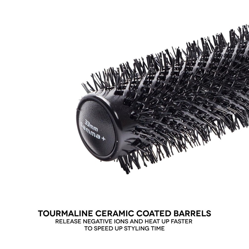 Gamma+ Professionelle Thermo-Haarbürste aus Turmalin-Keramik, rutschfester Griff, leicht, Durchmesser (33