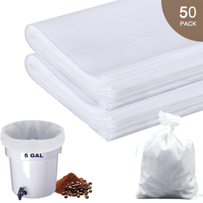 YURICK 50 Pack Commercial Cold Brew Coffee Filters for 5